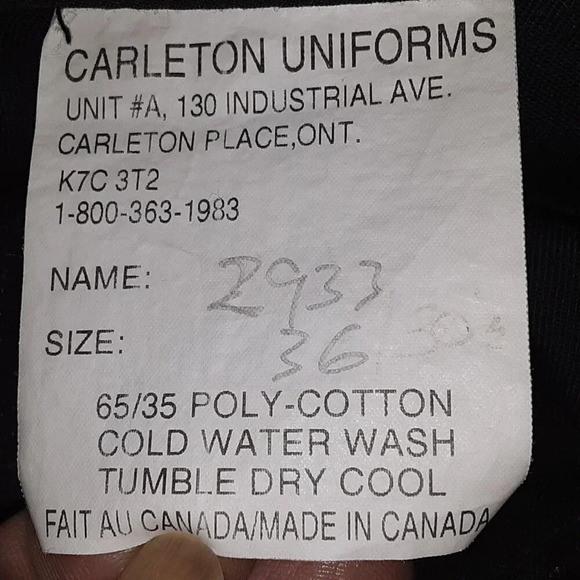 Men's Carleton Uniforms  Black Uniform Pants Size 36 - Picture 8 of 8